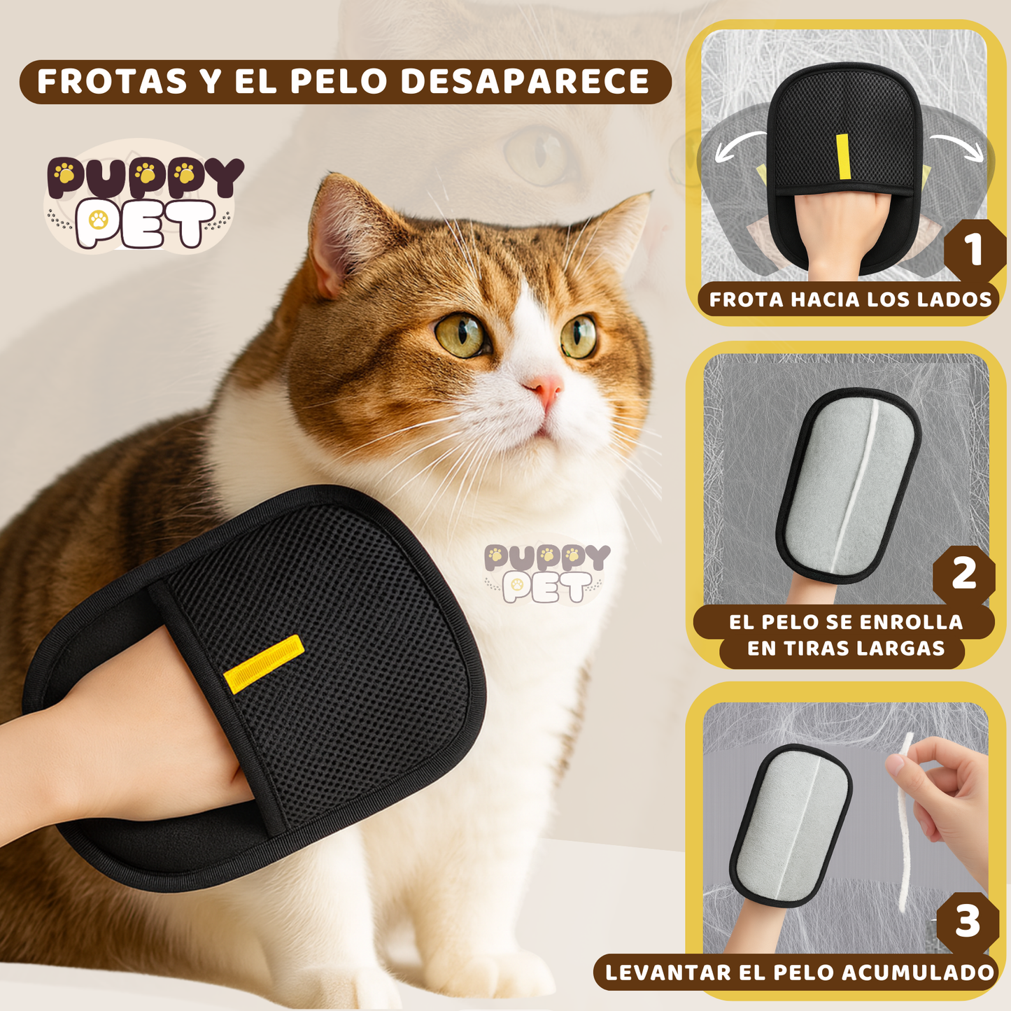 Removedor de Pelo de Mascotas Reutilizable, Potente y Sin Adhesivos