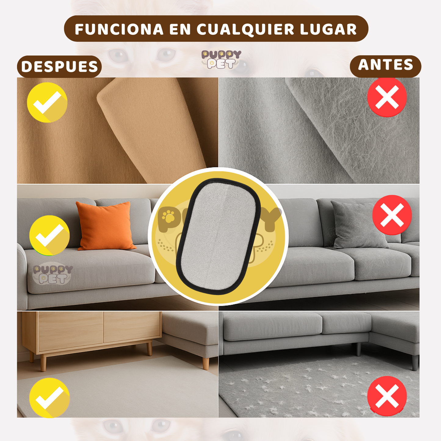 Removedor de Pelo de Mascotas Reutilizable, Potente y Sin Adhesivos