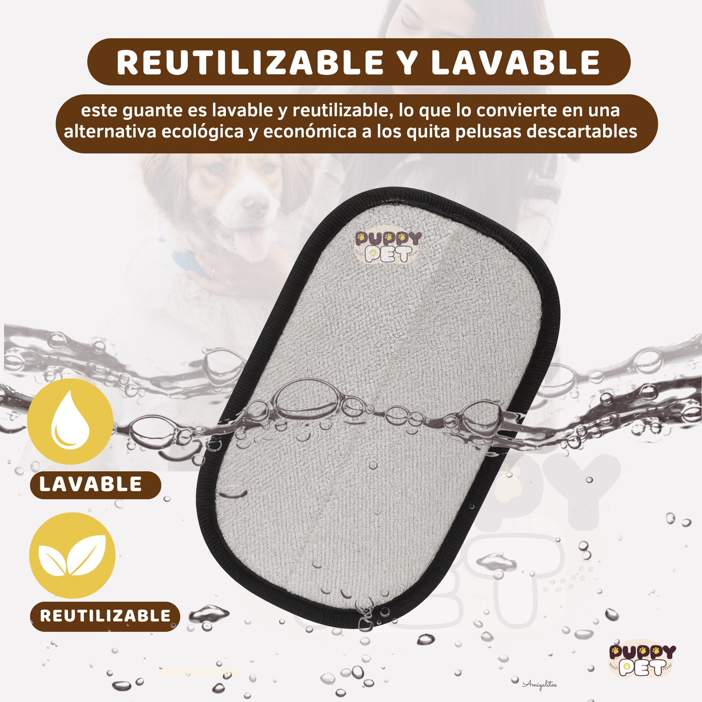 Removedor de Pelo de Mascotas Reutilizable, Potente y Sin Adhesivos